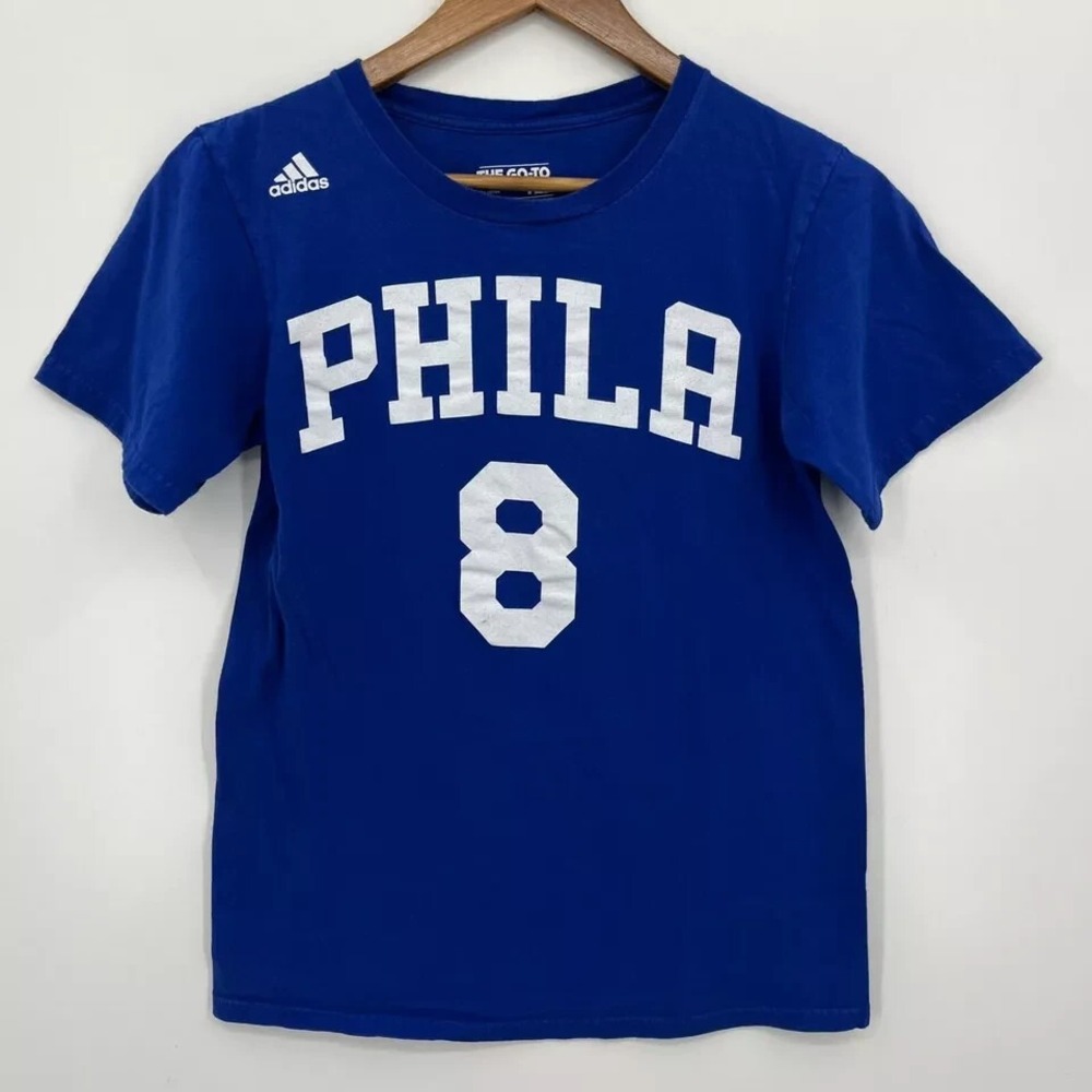 Adidas Philadelphia 76ers Jahlil Okafor #8 Blue Graphic T-Shirt Mens Small